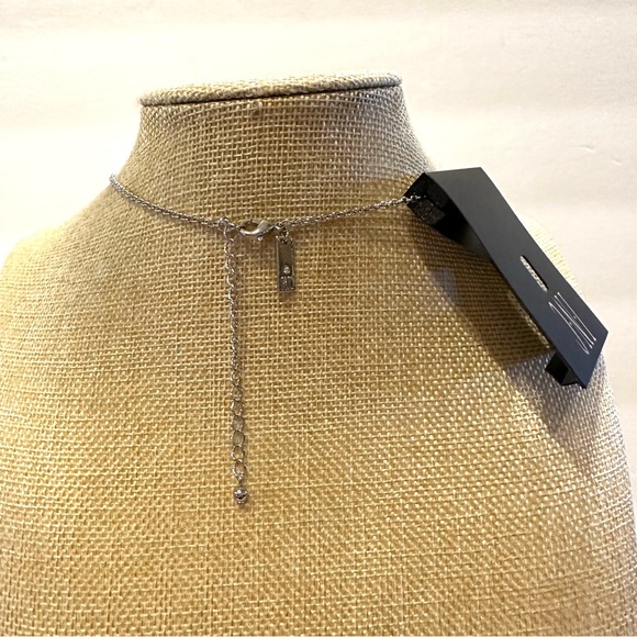 NWT INC Statement Necklace WOW - 7 clusters clear rhinestones & crystals, silver - Picture 11 of 14